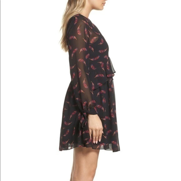 NWT Sam Edelman Feather Black Babydoll Dress New - Picture 4 of 6